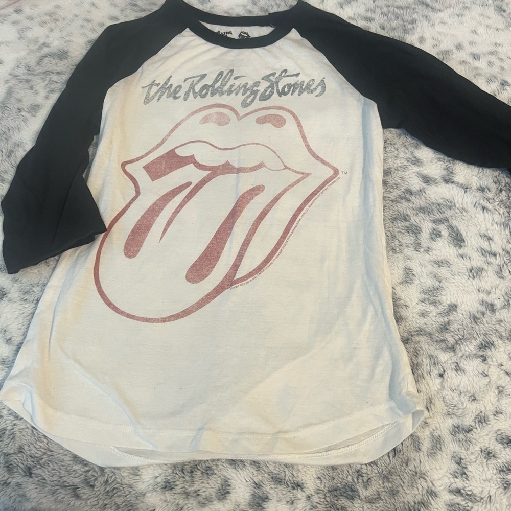 The Rolling Stones Black and White 3/4 sleeve Tee